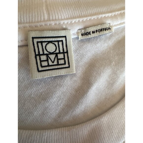 Totême Assymetric Jersey Tee White Cotton Unisex T-Shirt Size L Made In Portugal - Picture 2 of 6